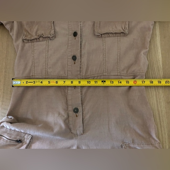 Vintage Tan Corduroy Long sleeve Jumpsuit, Cargo style & ruffle hem•••Jeanology - Picture 15 of 15